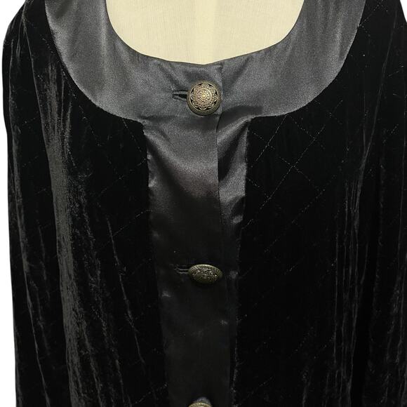 Soft Surroundings Womens Silk Blend Quilted Velvet Dark Romantic Jacket Sz L - Picture 2 of 11